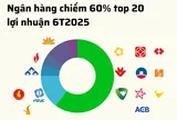 20 doanh nghiệp niêm yết lãi lớn nhất 6T2025: 60% là ngân hàng, 15% là bất động sản, chỉ có 1 DN sản xuất