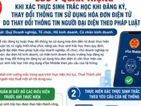 Lưu ý xác thực sinh trắc học khi đăng ký/thay đổi thông tin đăng ký sử dụng hóa đơn điện tử do thay đổi thông tin người đại diện
